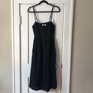Black Sundress with Pockets and Buttons